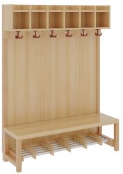 Komplettgarderobe 6 Plätze, einfache Ablage, Rückwand